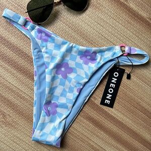 Anthro ONEONE Purple Daisy Swim Bikini Bottom